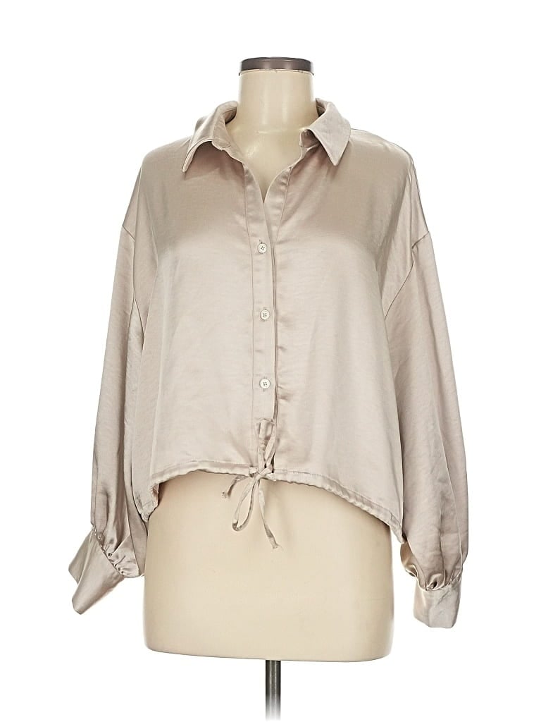 Pre-owned Drew Long Sleeve Blouse In Brown