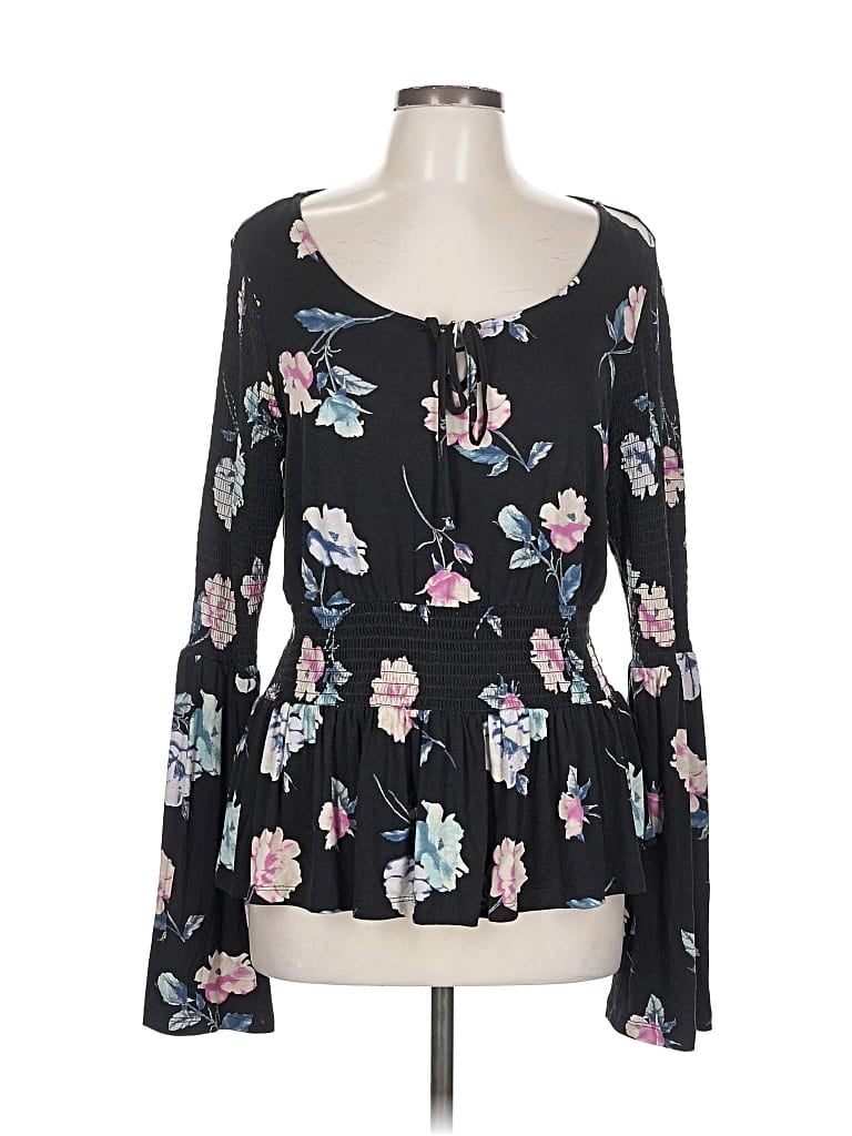 Pre-owned American Rag Cie Long Sleeve Blouse In Black