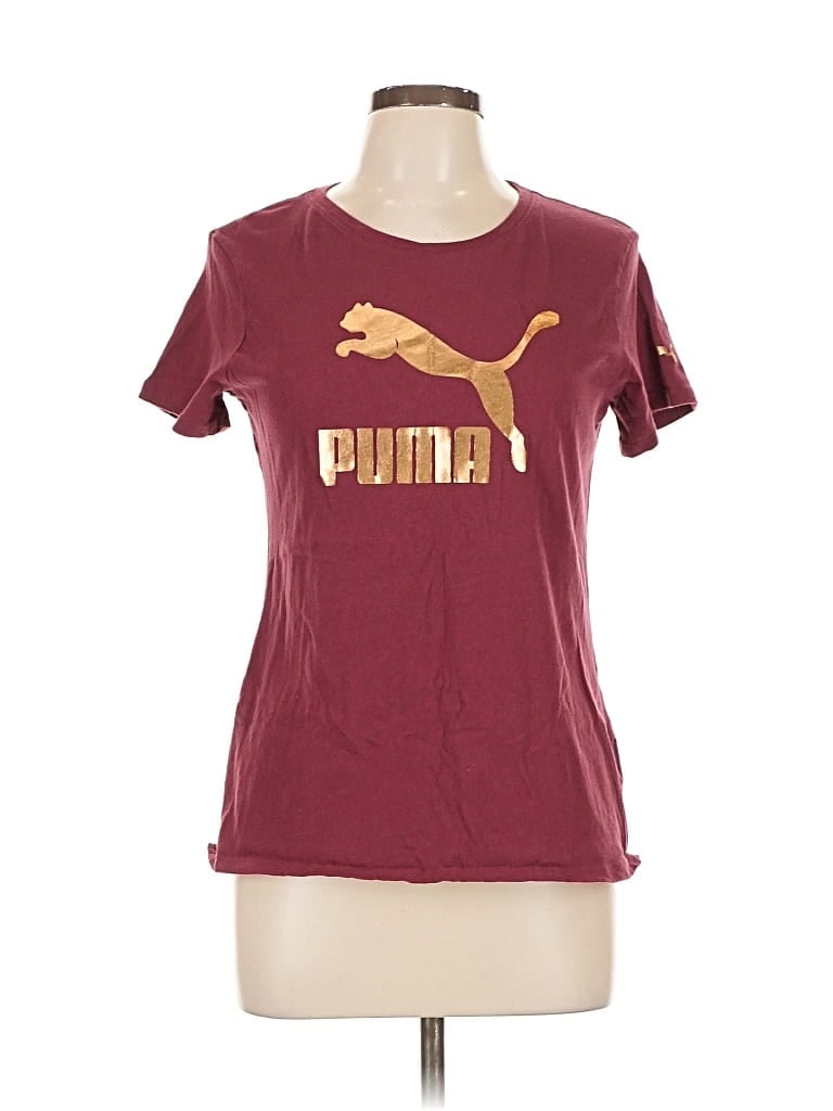 Pre-owned Puma Short Sleeve T-shirt In Burgundy