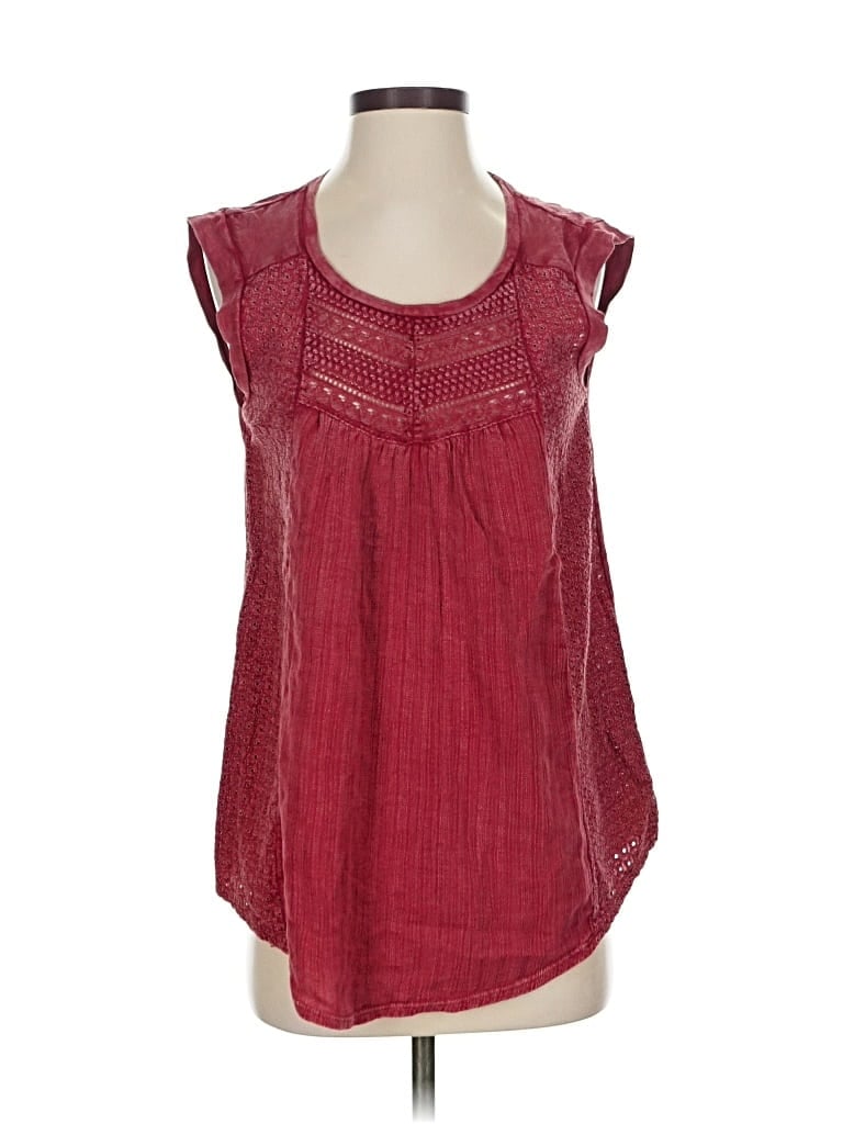Pre-owned Lucky Brand Sleeveless Blouse In Burgundy
