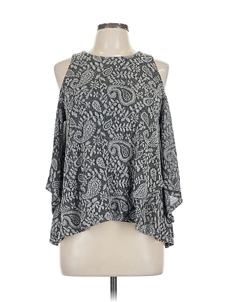 Pre-owned Lucky Brand Tank Top Gray Cold Shoulder Neckline Tops