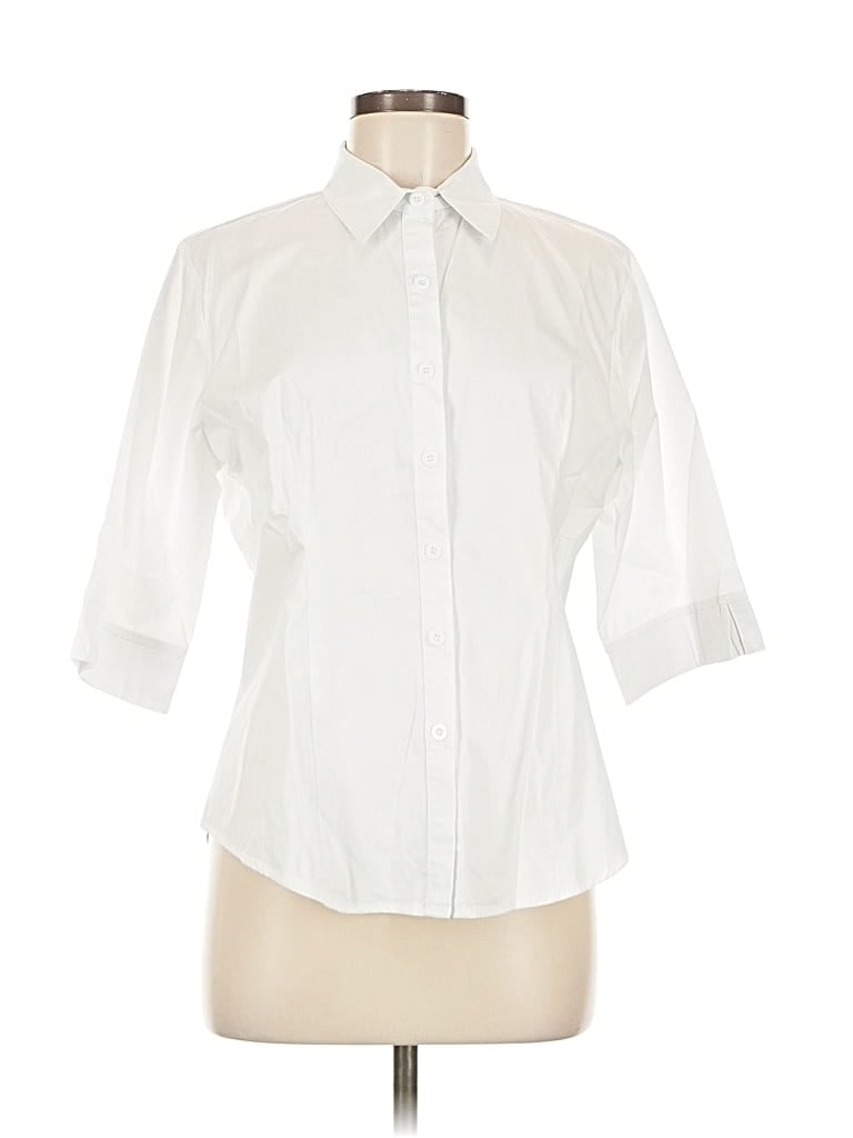 Pre-owned Hotouch 3/4 Sleeve Button Down Shirt In White