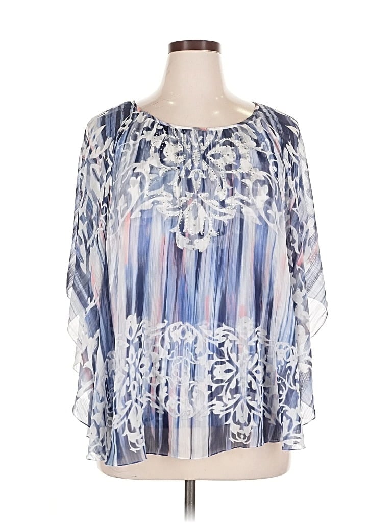 Pre-owned Jm Collection 3/4 Sleeve Blouse In Blue