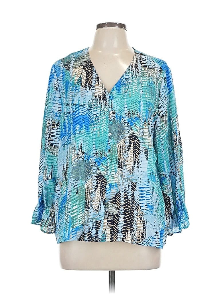 Pre-owned Hope & Harlow 3/4 Sleeve Blouse In Blue