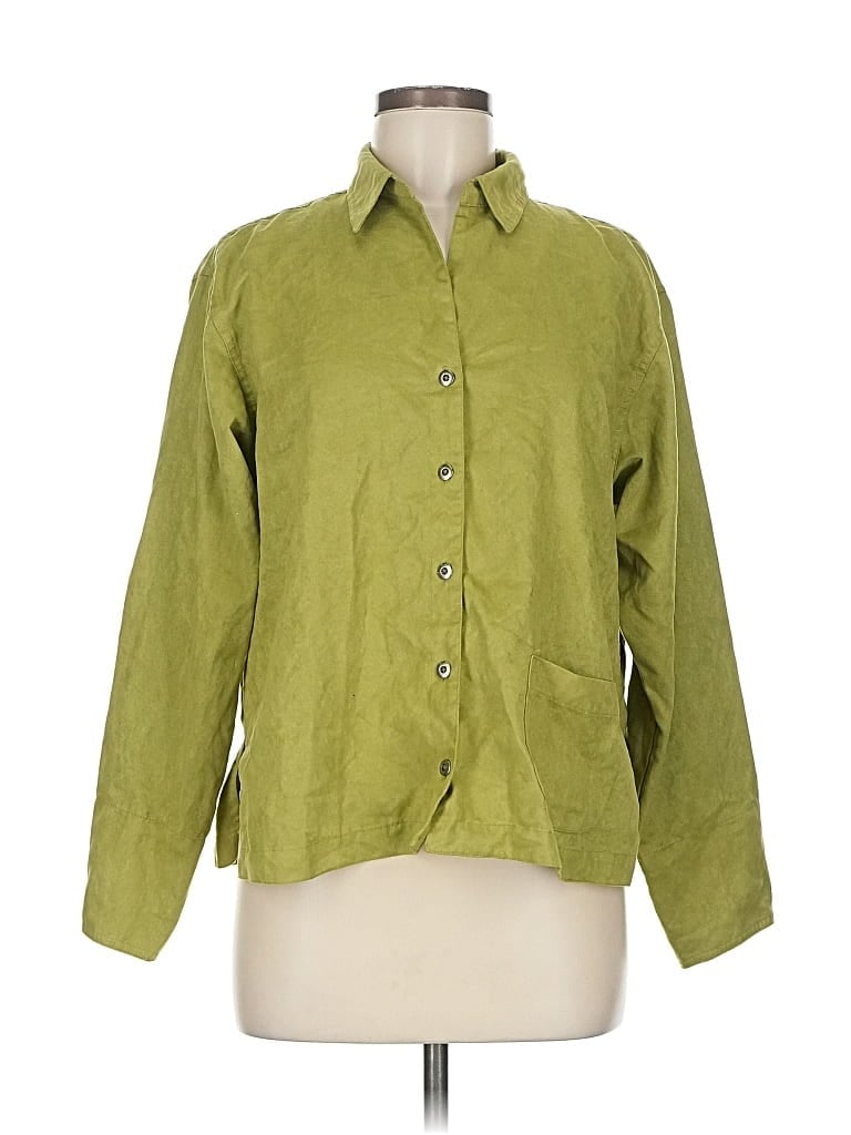 Pre-owned Chico's Long Sleeve Blouse In Green