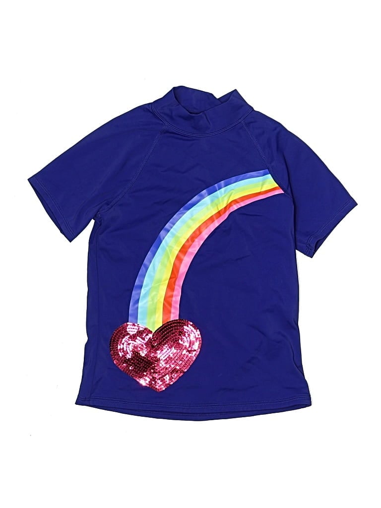 Pre-owned Lands' End Kids' Rash Guard In Blue