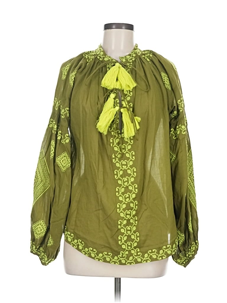 Pre-owned Pranella Long Sleeve Blouse In Green