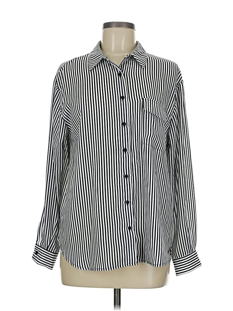 Pre-owned Pleione Long Sleeve Blouse In White