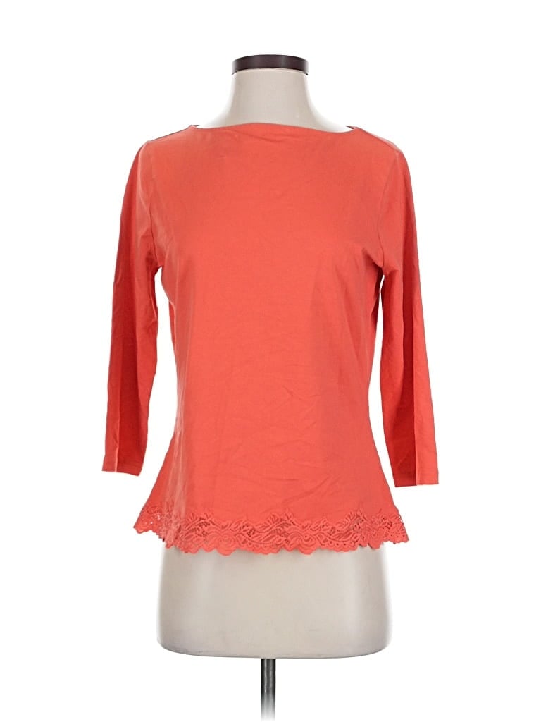 Pre-owned Coldwater Creek 3/4 Sleeve Top Orange Boatneck Tops