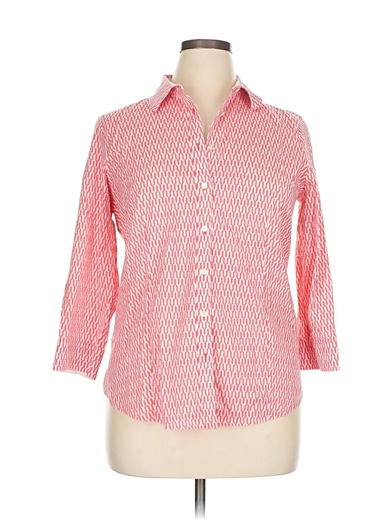 Pre-owned Talbots 3/4 Sleeve Button Down Shirt In Pink