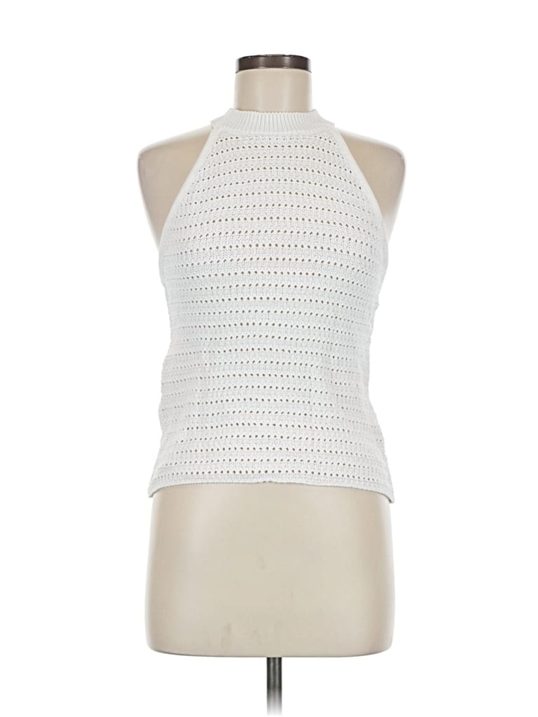 Pre-owned Mng Sleeveless Blouse In White