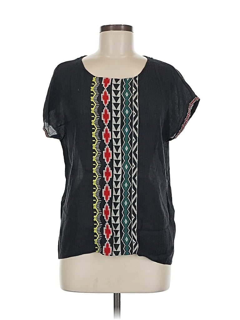 Pre-owned Thml Short Sleeve Blouse In Black