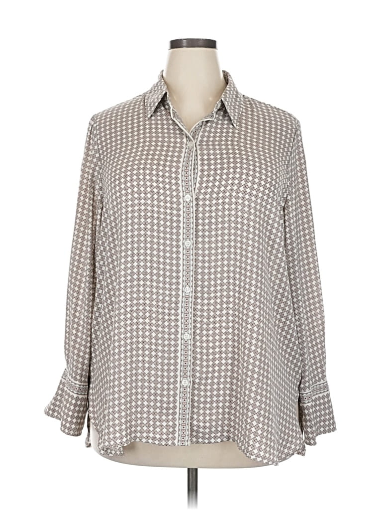 Pre-owned Max Studio Long Sleeve Blouse In Gray