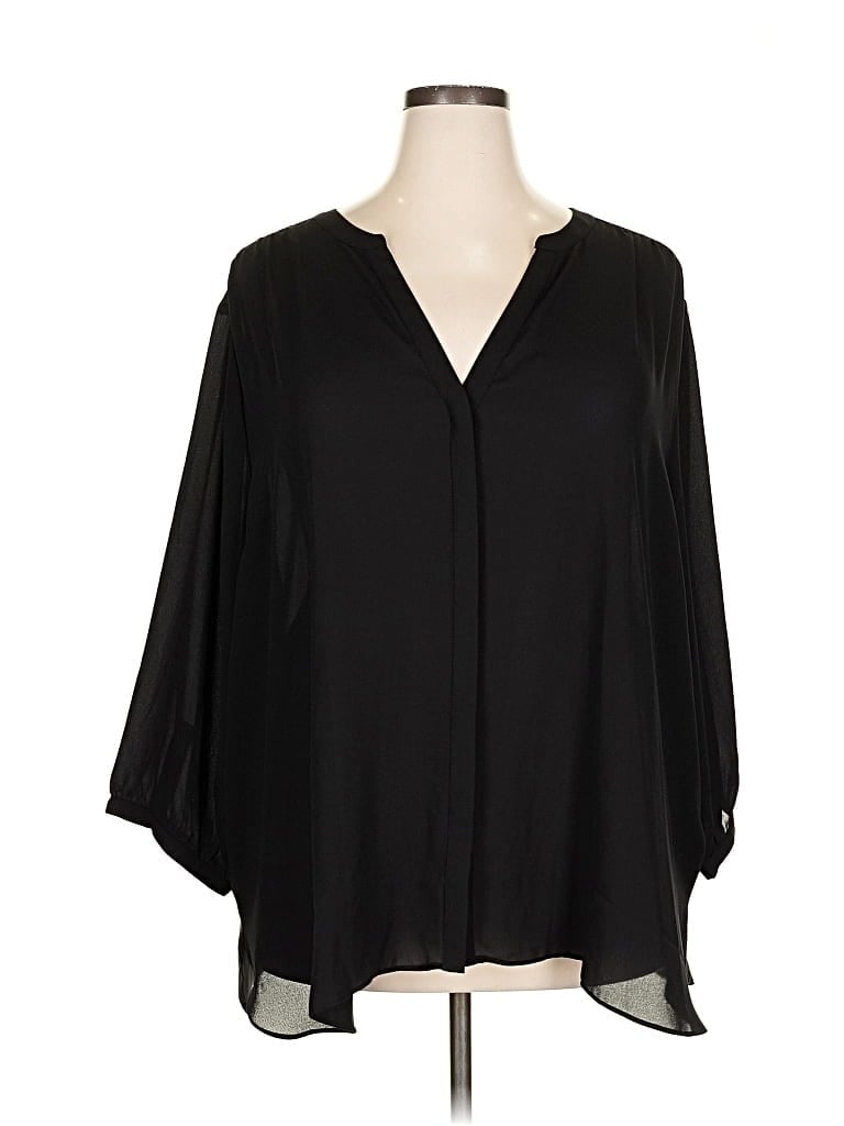 Pre-owned Nydj 3/4 Sleeve Blouse In Black