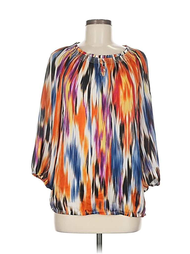 Pre-owned Chico's 3/4 Sleeve Blouse In Orange
