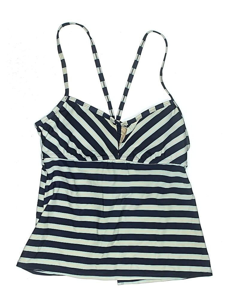 Pre-owned Kona Sol Swimsuit Top Blue Stripes Pattern Swimwear