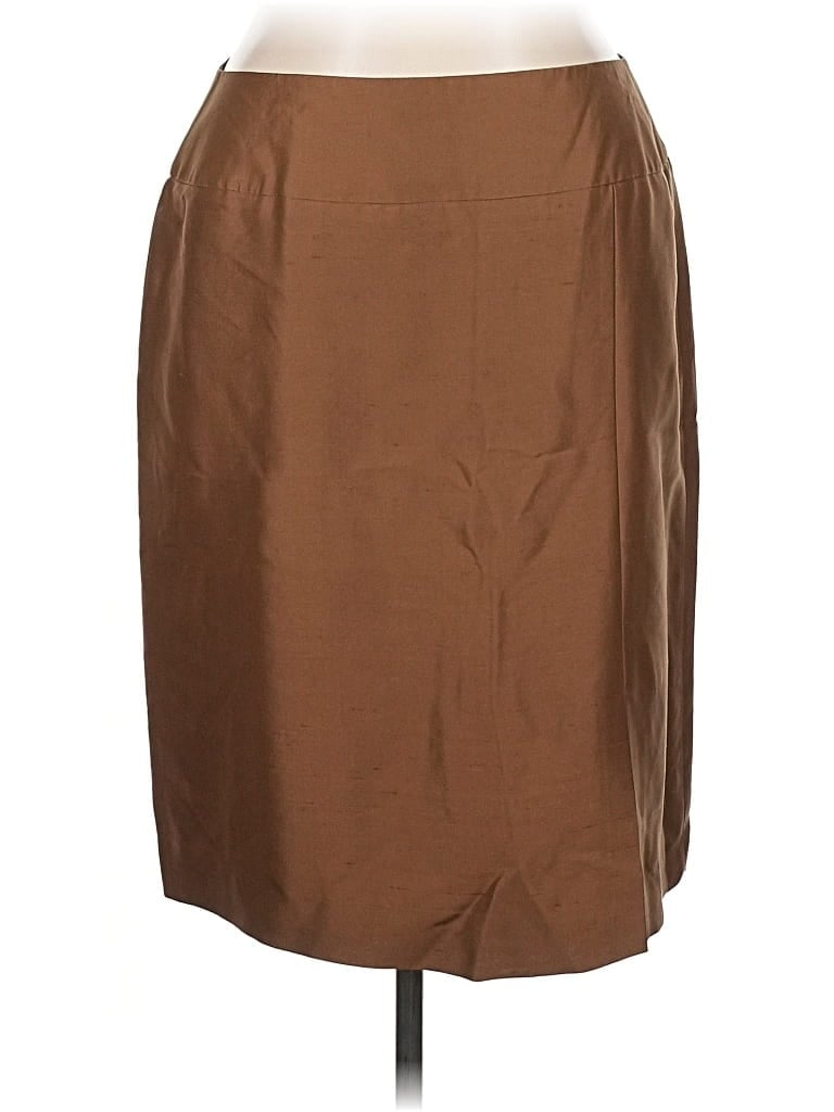 Pre-owned Lands' End Silk Skirt In Brown
