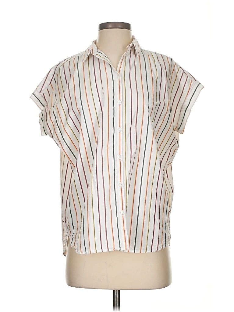 Pre-owned Madewell Short Sleeve Blouse In White