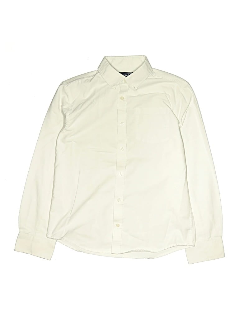 Pre-owned Crown & Ivy Kids' Long Sleeve Button Down Shirt In White