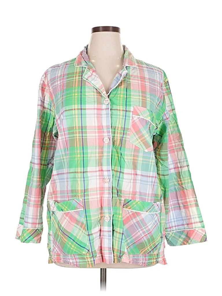 Pre-owned Victoria's Secret 3/4 Sleeve Button Down Shirt In Green