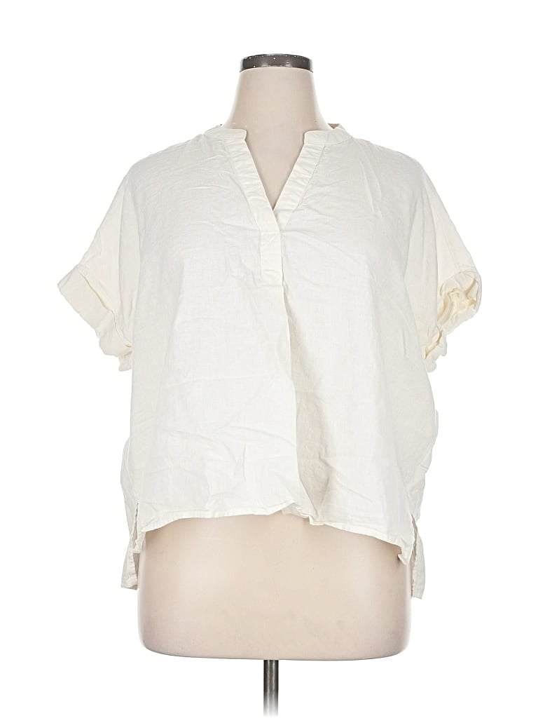 Pre-owned Madewell Short Sleeve Blouse In White