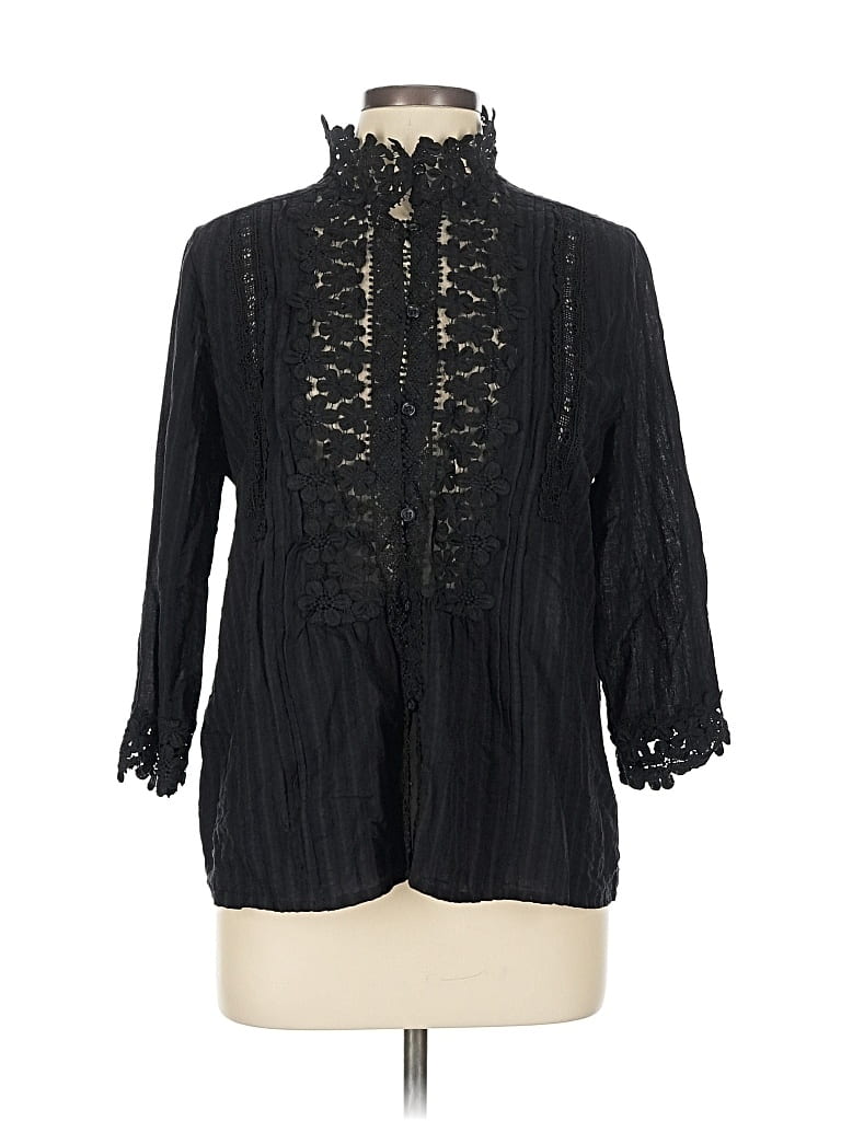 Pre-owned Pol 3/4 Sleeve Blouse In Black