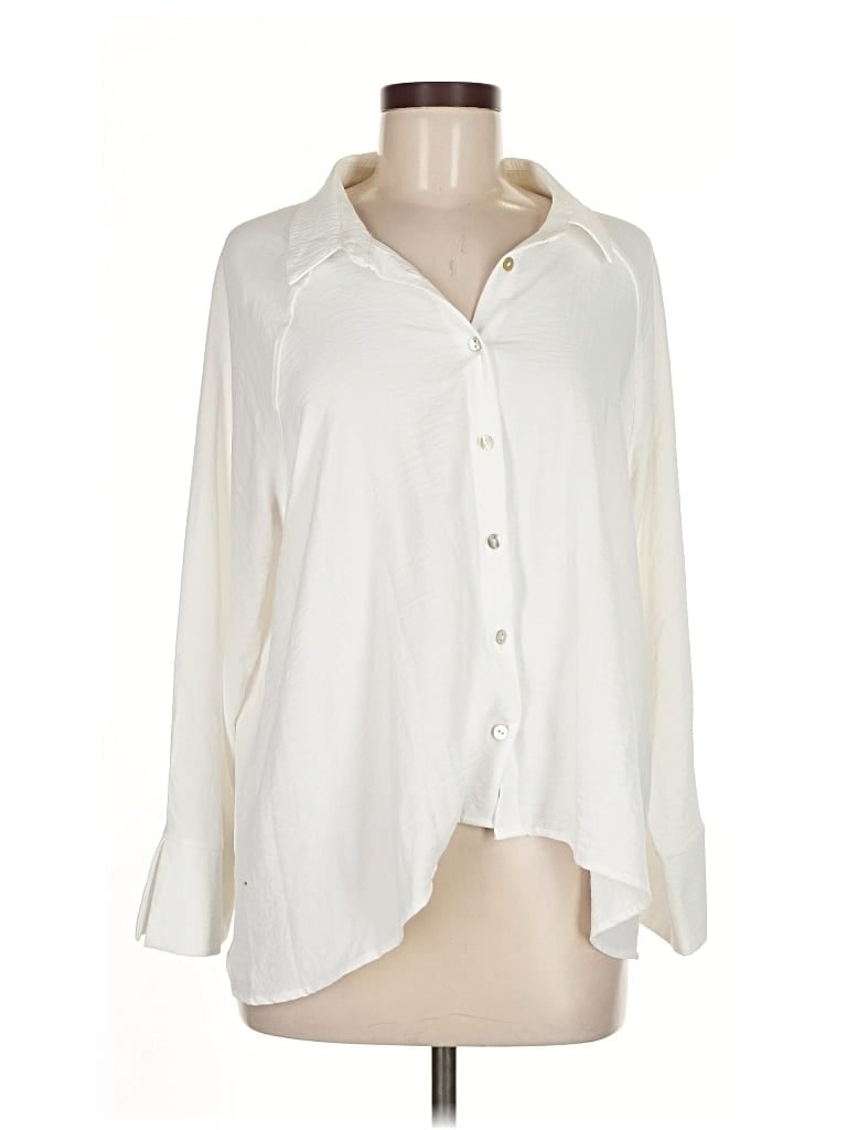 Pre-owned Chenault Long Sleeve Blouse In White