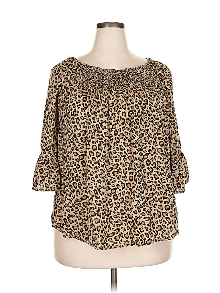 Pre-owned Beachlunchlounge 3/4 Sleeve Blouse In Gold