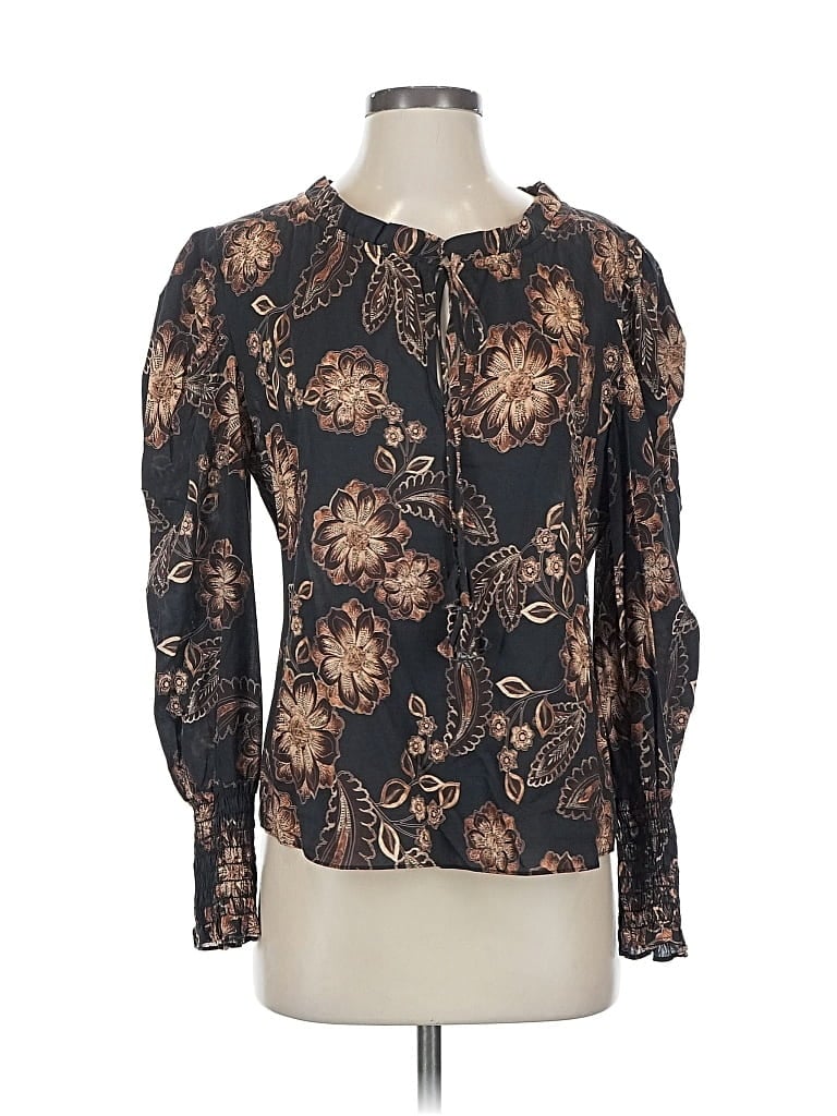 Pre-owned Misa Long Sleeve Blouse In Brown