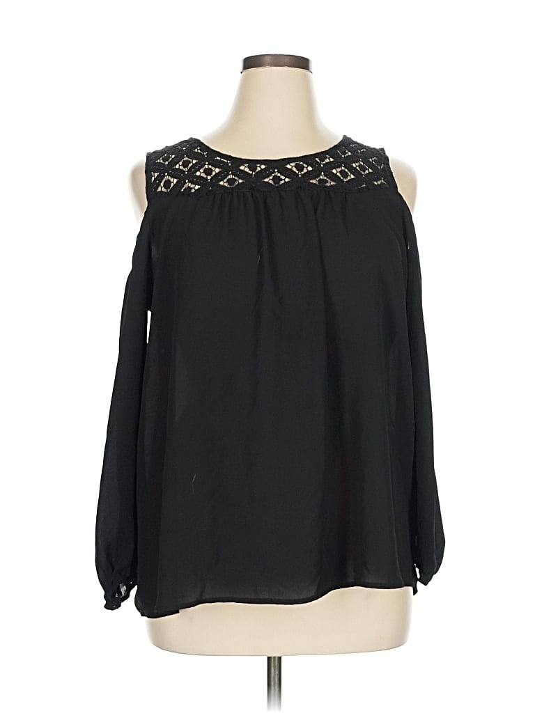 Pre-owned No Boundaries Long Sleeve Blouse In Black