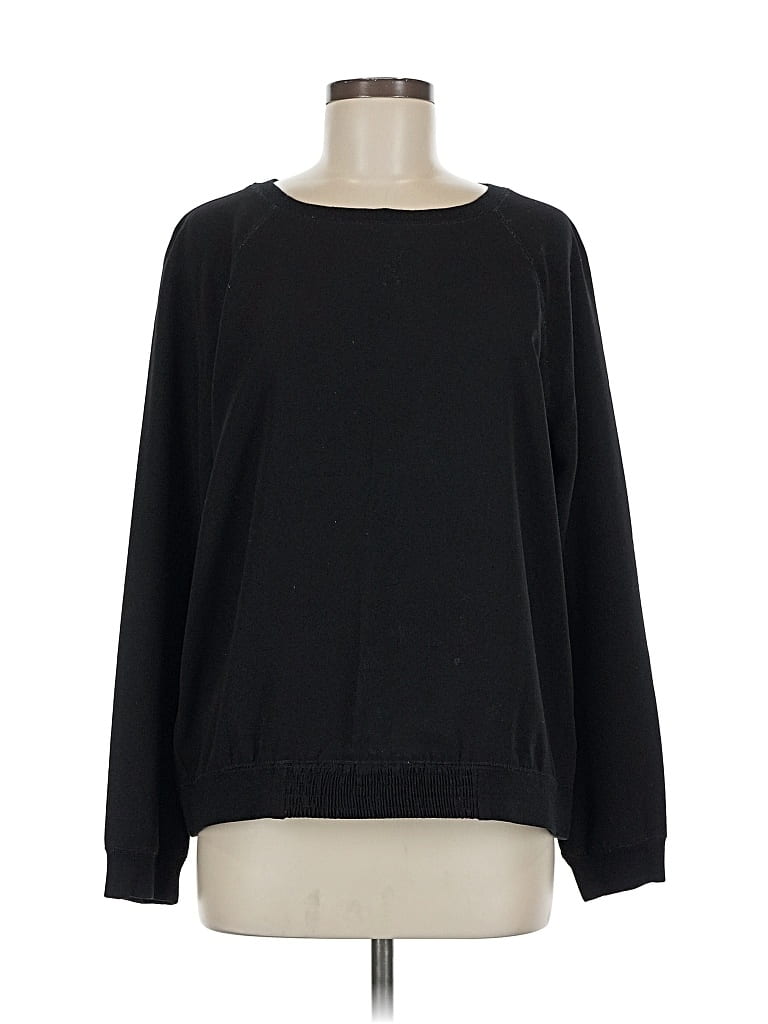 Pre-owned Lou & Grey Long Sleeve Top Black Boatneck Tops