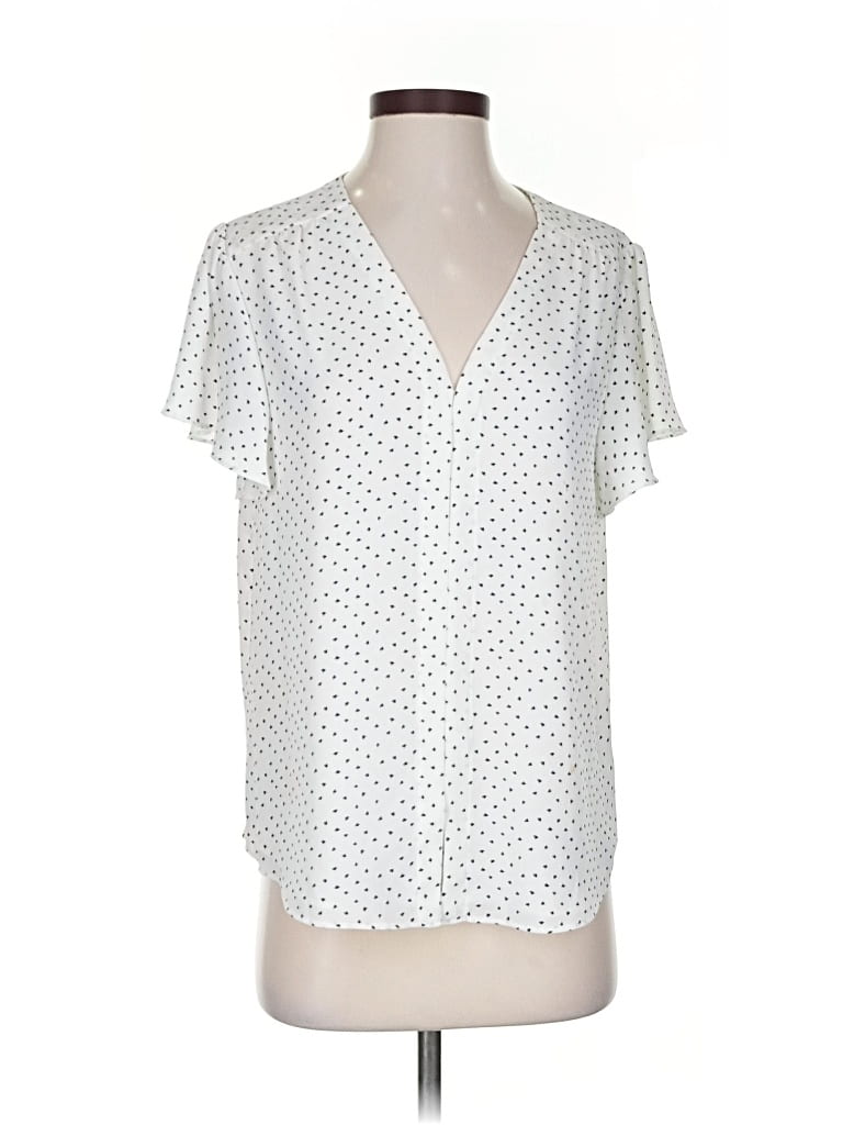 Pre-owned Vince Camuto Short Sleeve Blouse In White