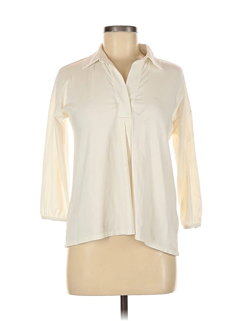 Pre-owned Lands' End 3/4 Sleeve T-shirt In White