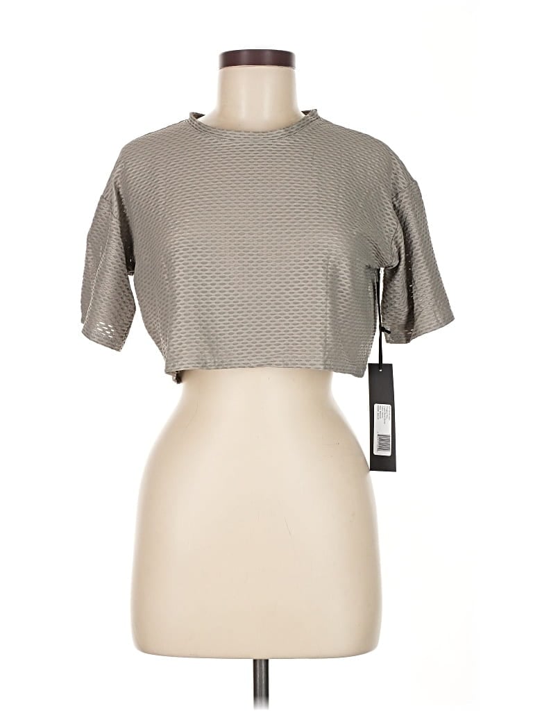 Noli Short Sleeve Top Gray Square Neckline Tops