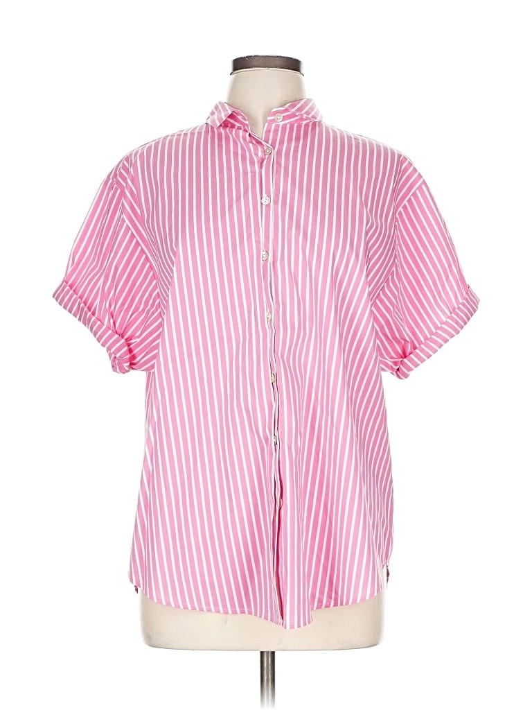 Pre-owned Estelle And Finn Short Sleeve Button Down Shirt In Pink