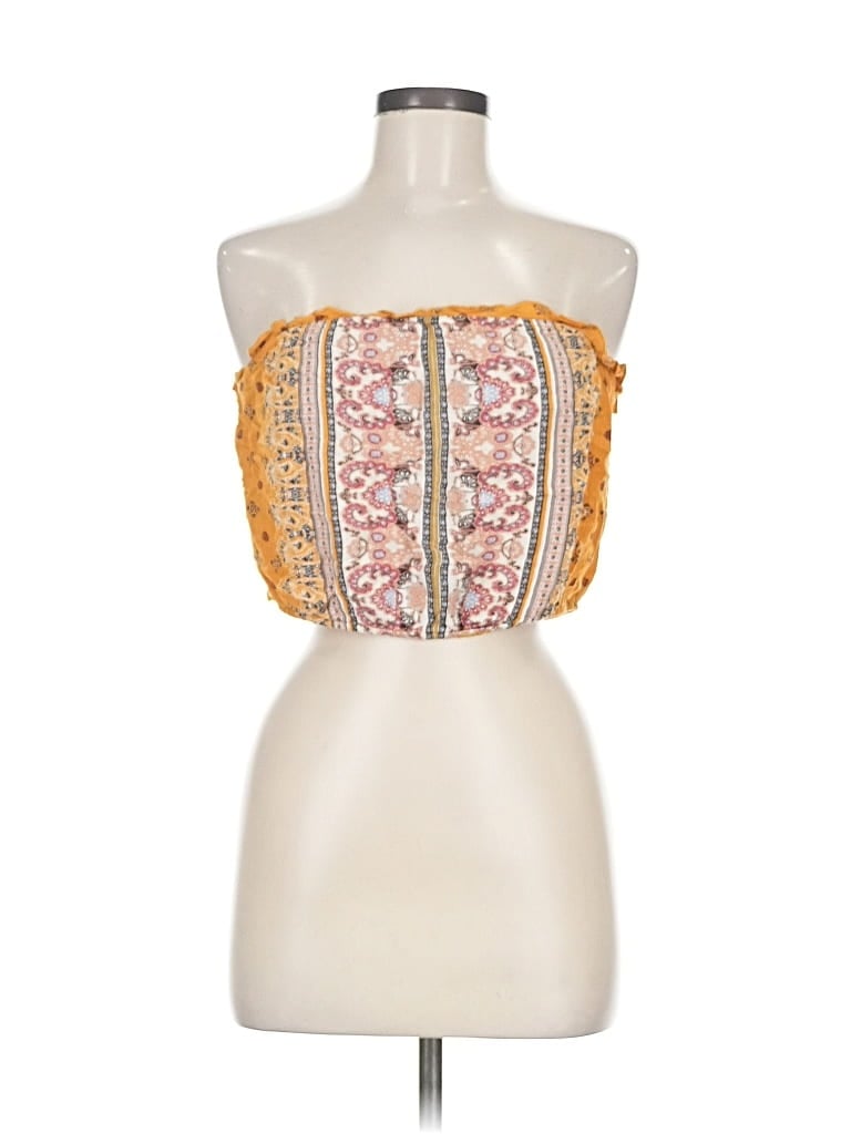 Pre-owned Xhilaration Tube Top Yellow Strapless Neckline Tops