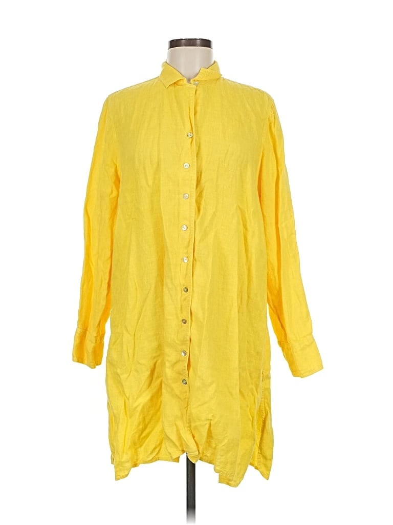 Pre-owned Assorted Brands 3/4 Sleeve Button Down Shirt In Yellow