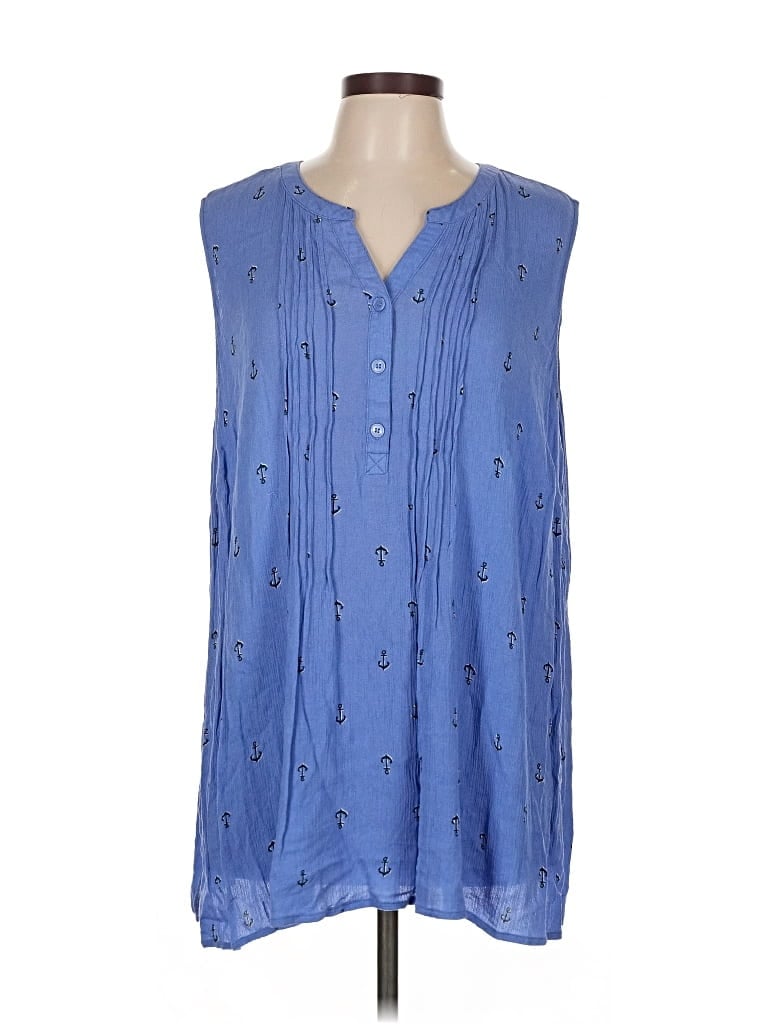 Pre-owned Catherines Sleeveless Blouse In Blue