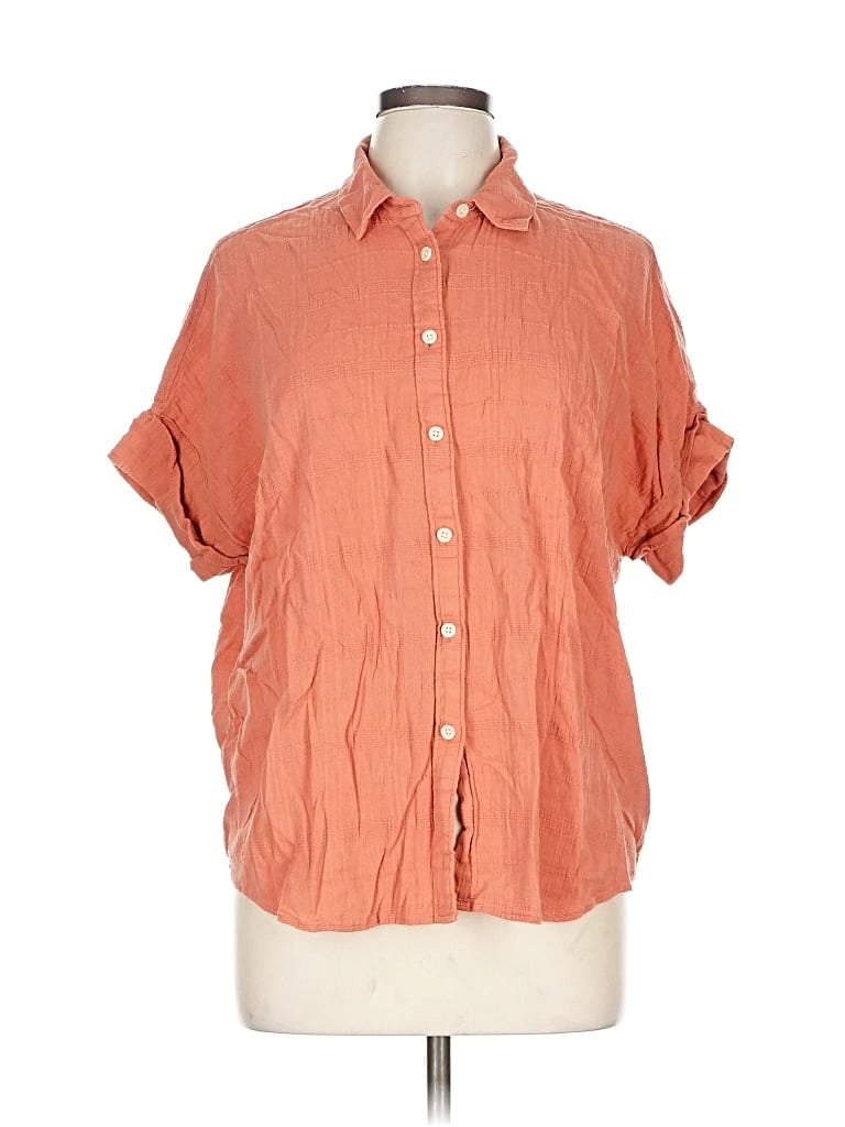 Pre-owned Madewell Short Sleeve Blouse In Orange