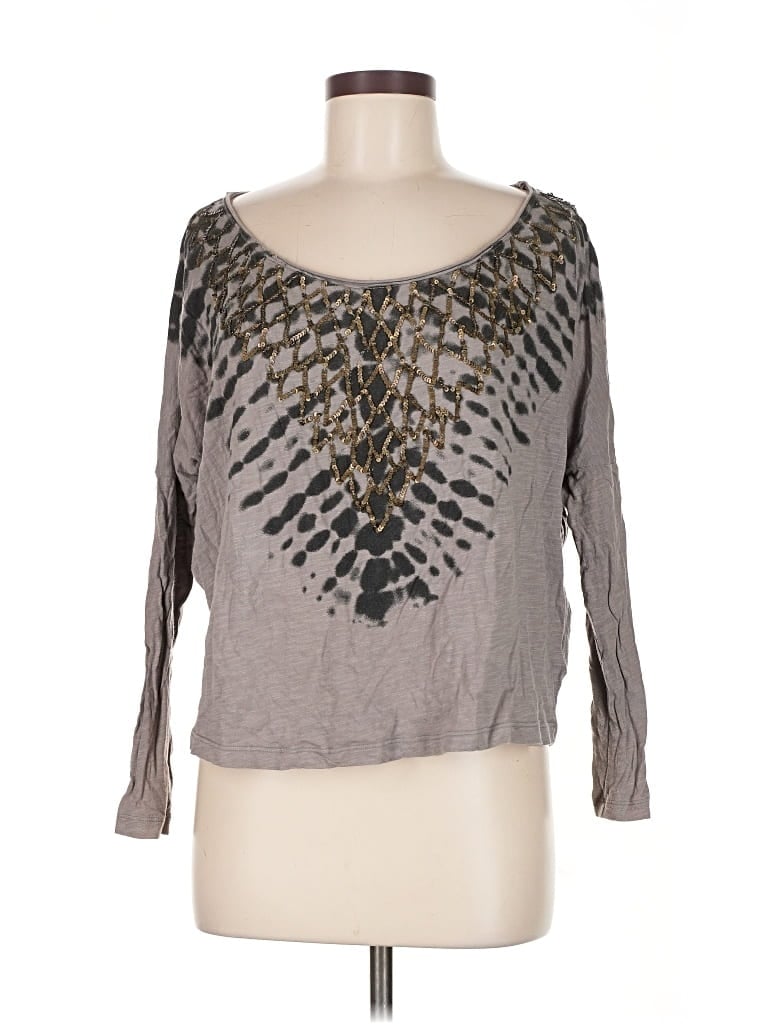 Pre-owned Ecote 3/4 Sleeve T-shirt In Gray