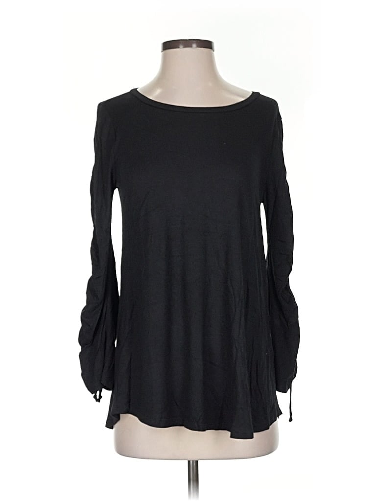 Pre-owned Sun & Moon Long Sleeve Top Black Boatneck Tops