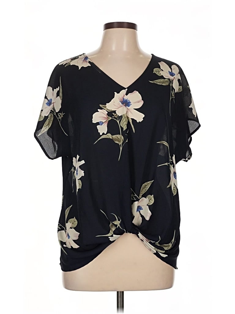 Pre-owned West Kei Short Sleeve Blouse In Black