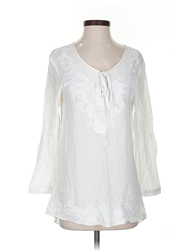 Pre-owned Sundance 3/4 Sleeve Blouse In White