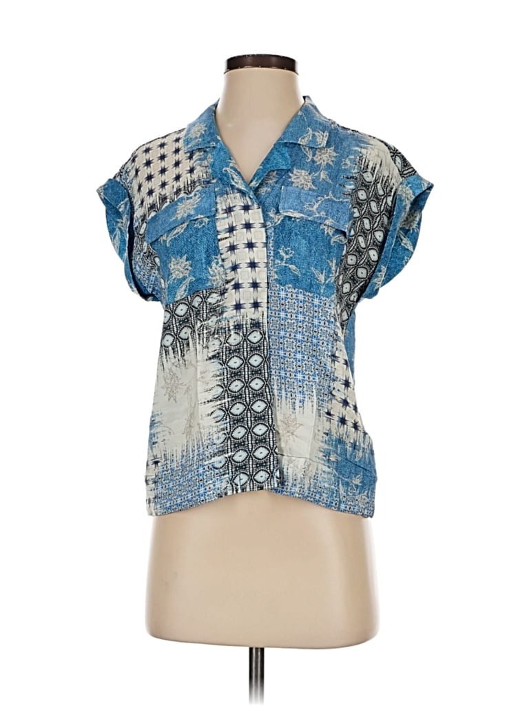 Pre-owned Liverpool Los Angeles Short Sleeve Blouse In Blue