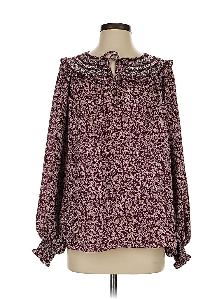 Pre-owned Max Studio Long Sleeve Blouse In Burgundy