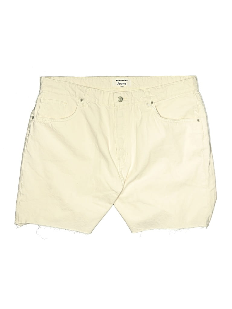 Pre-owned Reformation Jeans Denim Shorts In Yellow