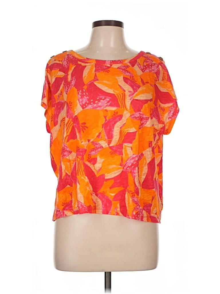 Pre-owned Cynthia Rowley Tjx Short Sleeve Blouse In Orange