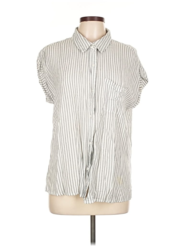 Pre-owned En Creme Short Sleeve Blouse In Silver