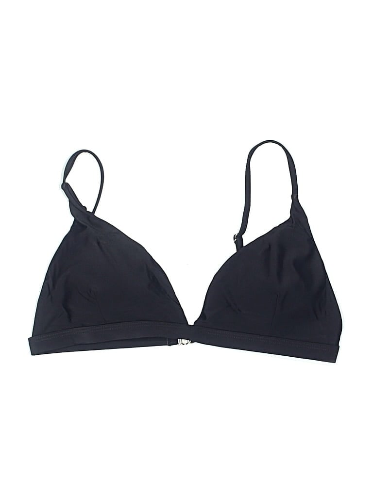 Pre-owned Unbranded Swimsuit Top Black Solid Pattern Swimwear