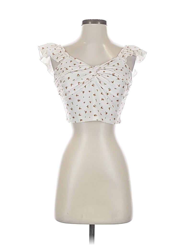 Pre-owned Cider Sleeveless Blouse In White